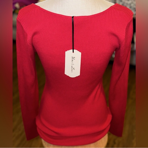 ☃️BOGO50%☃️ 🆕🖤EESOME: BLACK Long Sleeve Sweetheart Neckline Top LARGE - Picture 15 of 16